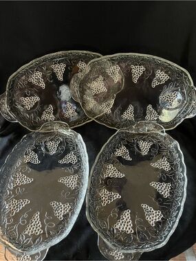 4 Anchor Hocking grape cluster trays circa 1950.  Vintage